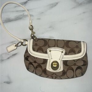 Vintage Coach Cream and Tan Wristlet